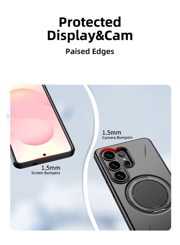 لحافظة Samsung S26 Ultra، متوافق مع حامل الخاتم، غطاء خلفي شبه شفاف غير لامع مقاوم للصدمات، حافظة هاتف رقيقة ودقيقة للحماية الكاملة لجهاز Galaxy S26 Ultra (أسود) - Image 4